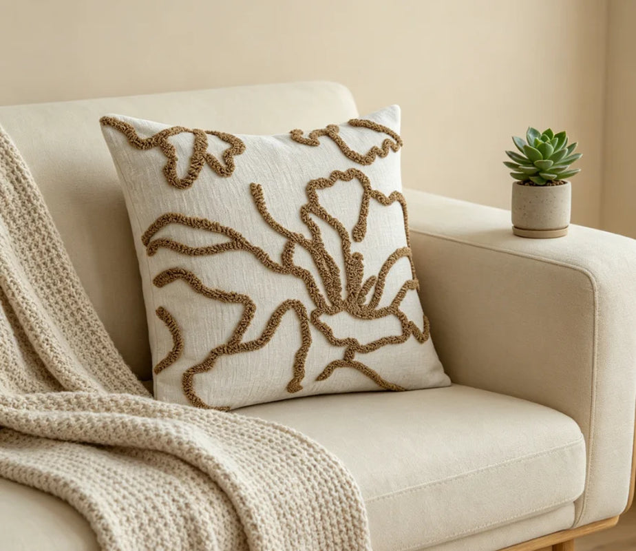 45X45 Boho Style Chenille Decorative Throw Pillow Cover Soft Geometric Lines Cushion Covers 3-Color Pillowcase Sofa Living Room
