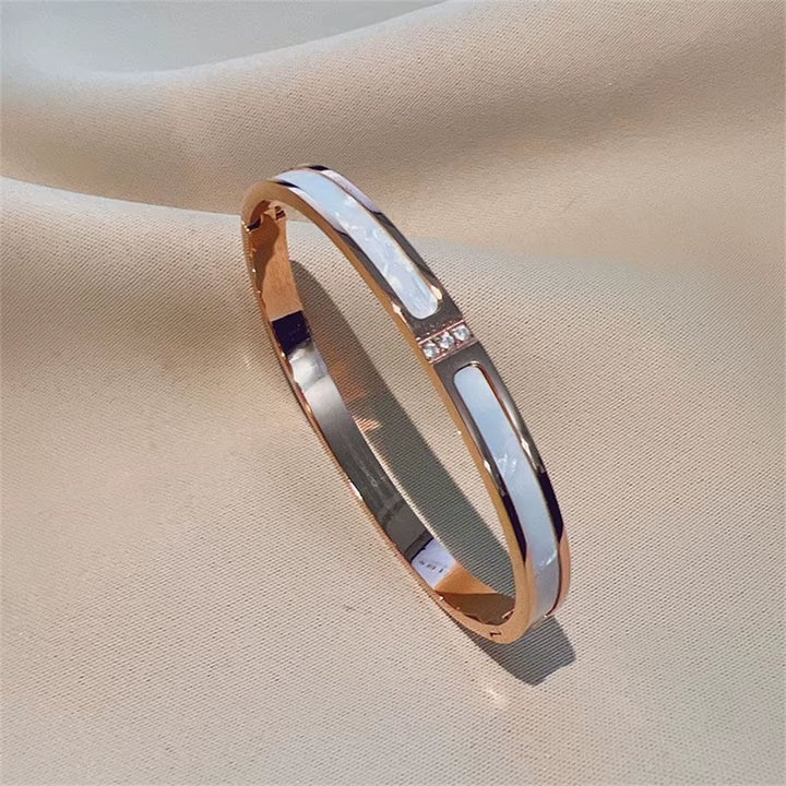 ZAKOL 5/1Pcs Sparkling Zirconia Inlaid Stainless Steel Bracelet Set for Women Stackable Bangles Fashion Non Fading Jewelry Gift