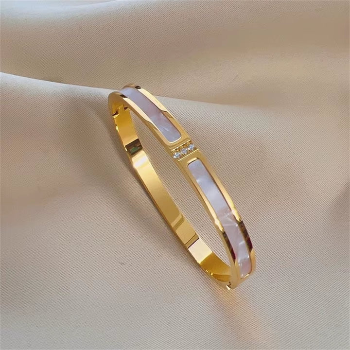 ZAKOL 5/1Pcs Sparkling Zirconia Inlaid Stainless Steel Bracelet Set for Women Stackable Bangles Fashion Non Fading Jewelry Gift