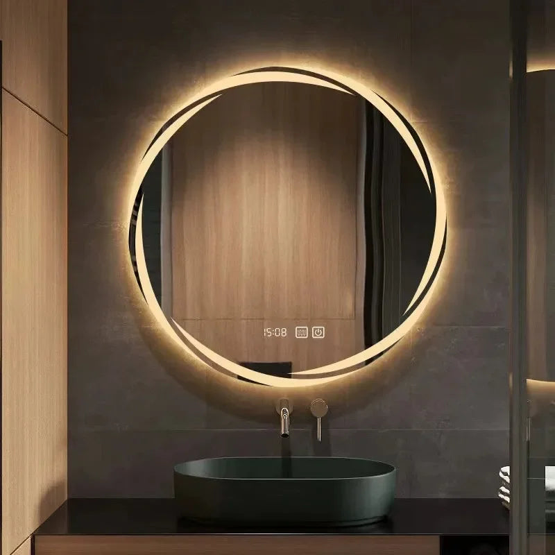 Bathroom Mirror, 60Cm Circular Smart LED Mirror, anti Fog Backlit Circular Mirror, Modern Bedroom Vanity Mirror, Bathroom Mirror