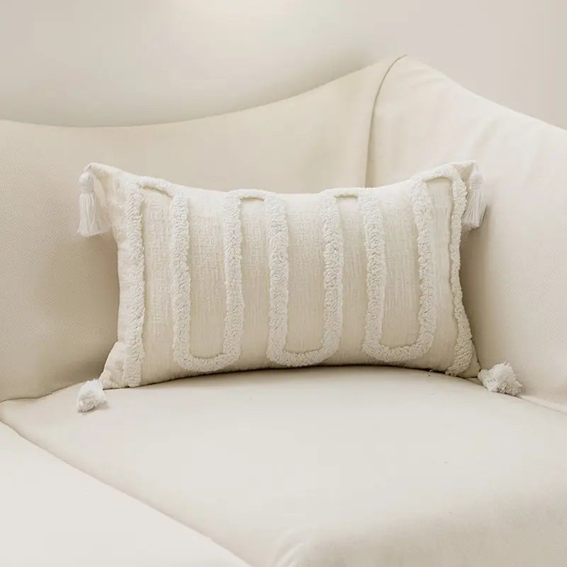 45X45 Boho Style Chenille Decorative Throw Pillow Cover Soft Geometric Lines Cushion Covers 3-Color Pillowcase Sofa Living Room