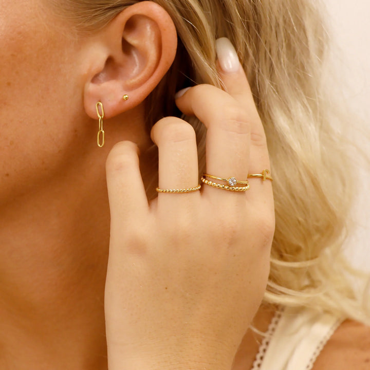 18K Gold PVD Stainless Steel Birthstone Stacking Ring / ZRJ1001